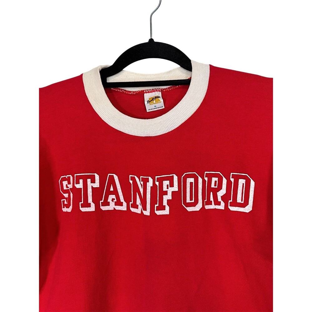 Vintage Russell Athletics Stanford Ringer Crop Top T-Shirt Medium - Picture 5 of 8